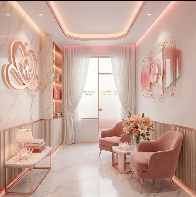 ทางเดินสู่ห้องทรีตเมนต์ พร้อมที่นั่งรอด้านหน้า Treatment Suite